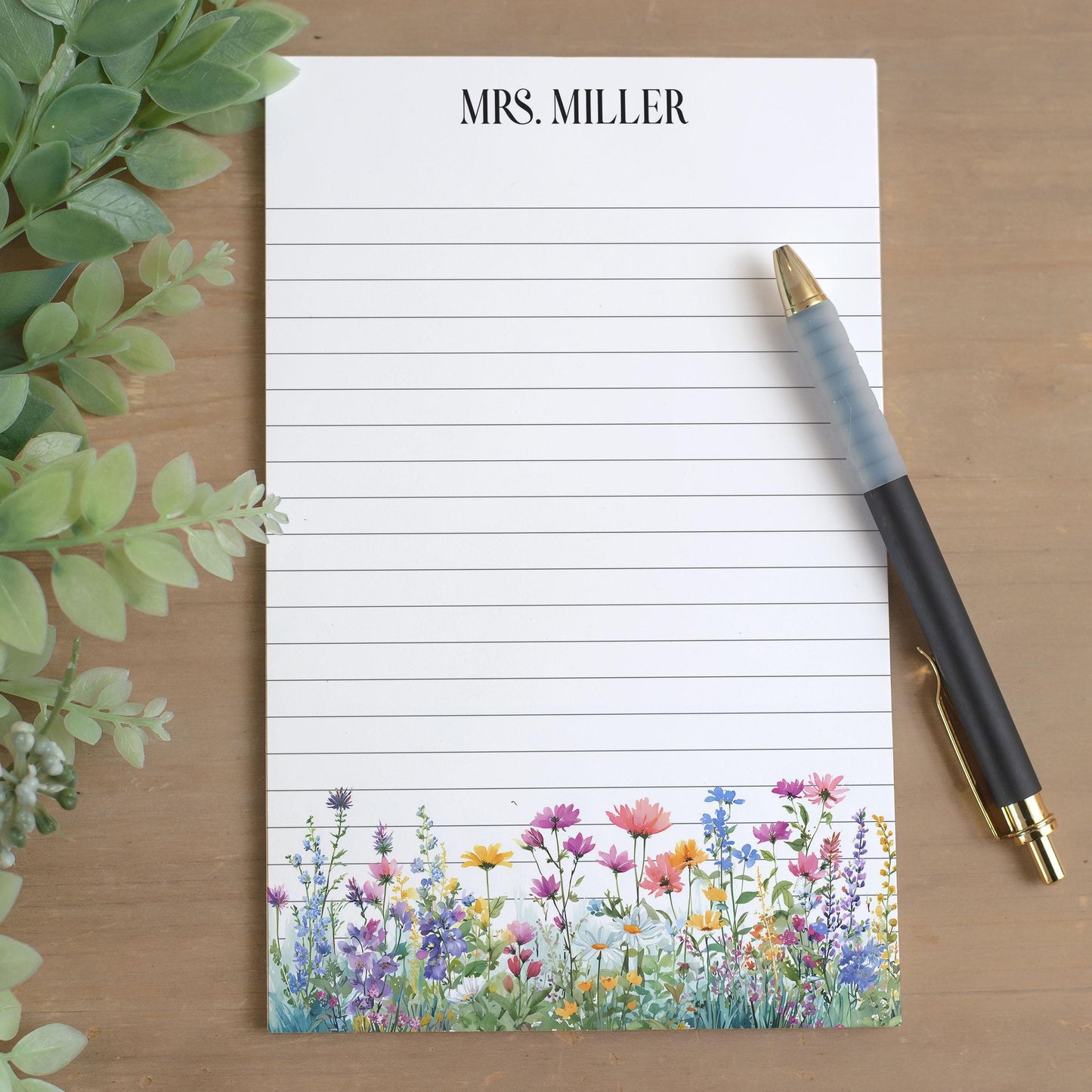 Personalized Flower Notepad – Custom Name Notepads | Floral Garden Notes & Thank You Notes