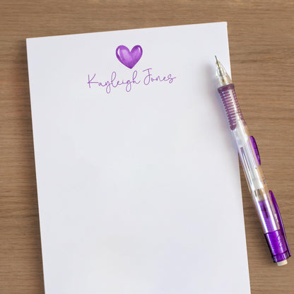 Personalized Notepad – Custom Monogram Notepad with Heart Script Stationery