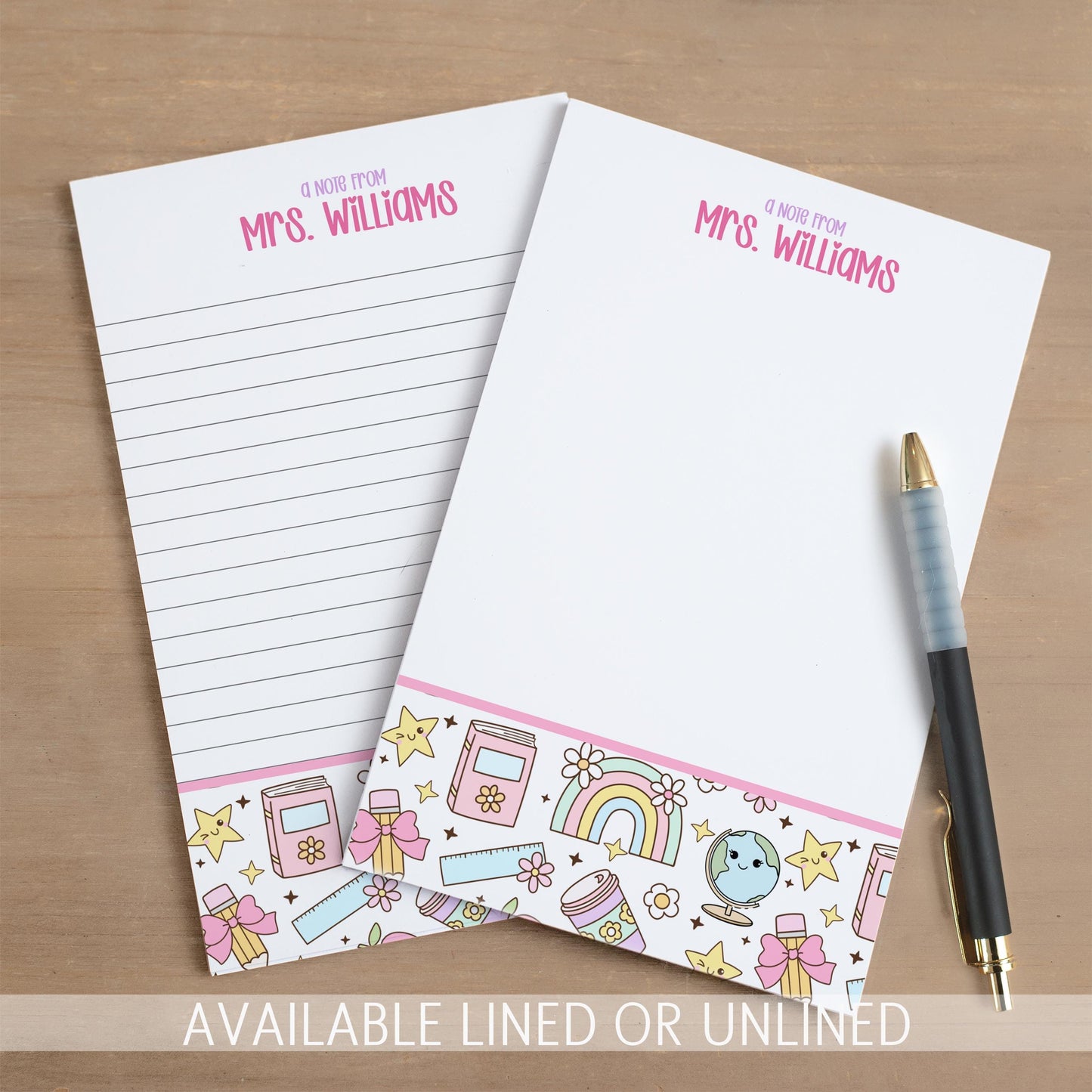 Personalized Teacher Notepad – Custom Name Stationery | Classroom Notepads & Teacher Appreciation Gifts