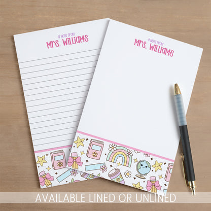 Personalized Teacher Notepad – Custom Name Stationery | Classroom Notepads & Teacher Appreciation Gifts