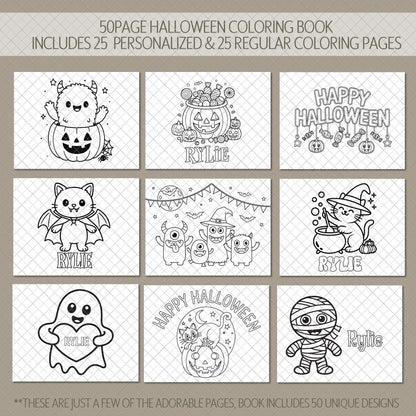 personalized halloween coloring book, Kid 11x8.5 Spiral 50pg Fun