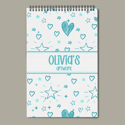 Personalized Sketchbook Girls – Custom Name Drawing Journal | Spiral Bound Art Pad