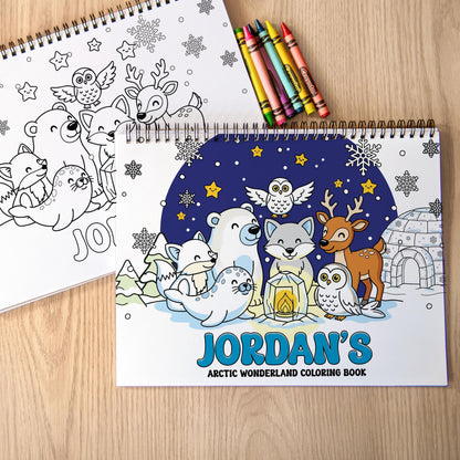 personalized coloring book, Arctic Winter 50-Pg Spiral Kids Gift