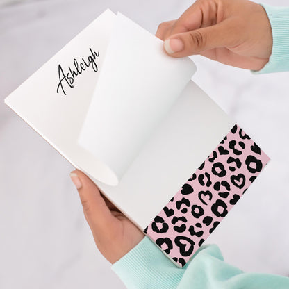 Personalized Leopard Notepad - Custom Pink Notepad with Hard Backing, Easy Tear Away Pages