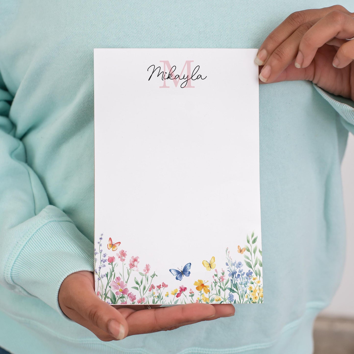 Personalized Monogram Notepad - Custom Name Wildflower Notepad | Party Favor Gifts