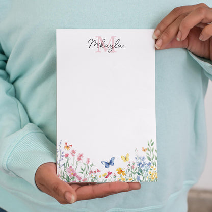 Personalized Monogram Notepad - Custom Name Wildflower Notepad | Party Favor Gifts