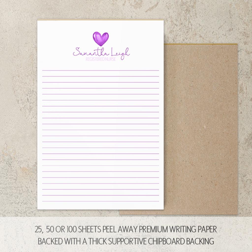 Personalized Notepad – Custom Monogram Notepad with Heart Script Stationery