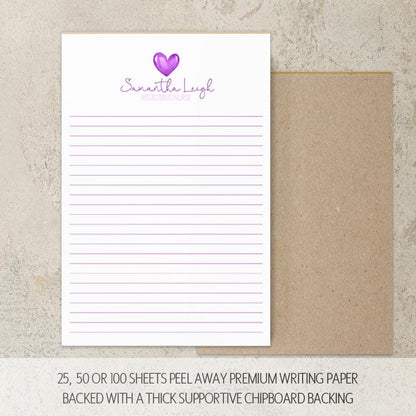 Personalized Notepad – Custom Monogram Notepad with Heart Script Stationery