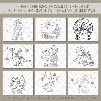 Personalized Christmas Coloring Book,Dinosaur Advent Calendar Fun
