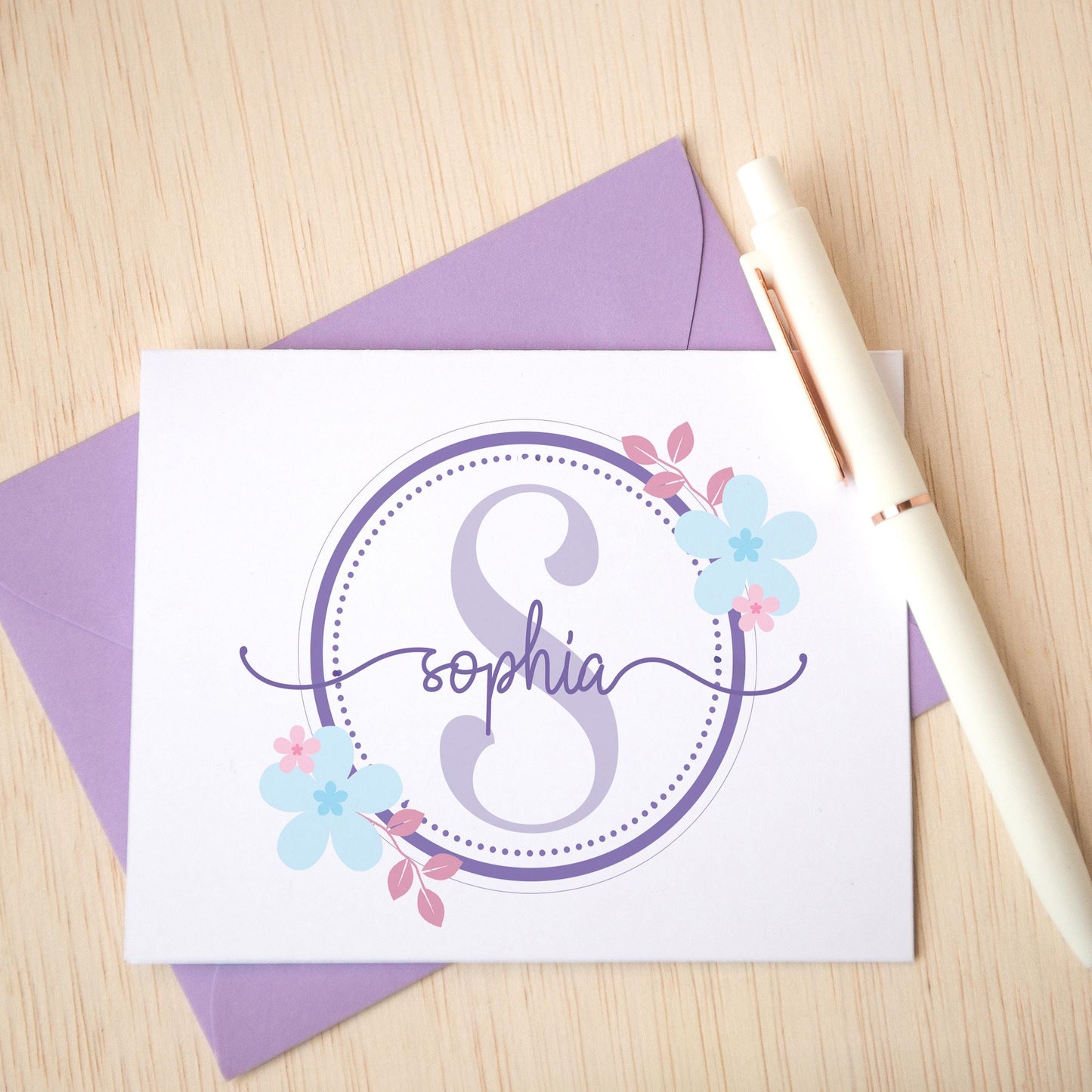 Personalized Note Cards – Custom Stationery Cards with Floral Thank You Notes & Envelopes