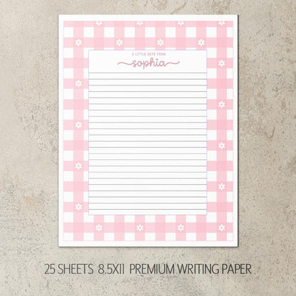 Personalized Stationery Set - Kids Letter Writing Paper & Girls Notepad Set