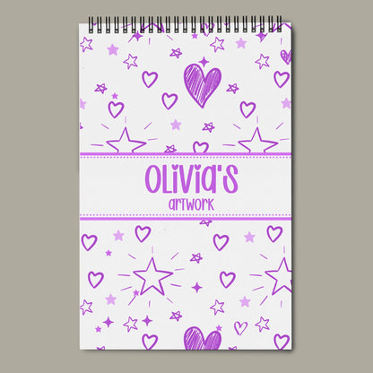 Personalized Sketchbook Girls – Custom Name Drawing Journal | Spiral Bound Art Pad