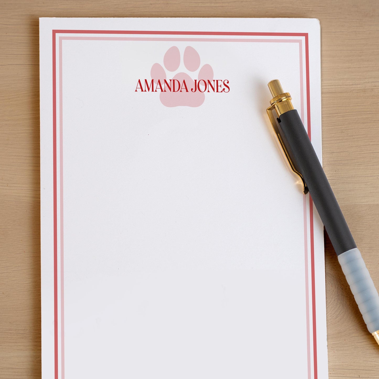 Personalized Paw Print Notepad - Custom Name Stationery | Pet Groomer Gift Idea