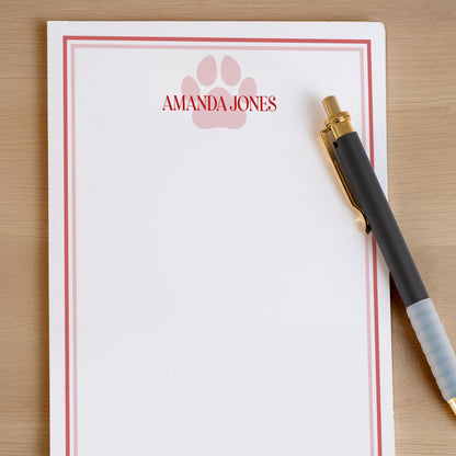 Personalized Paw Print Notepad - Custom Name Stationery | Pet Groomer Gift Idea