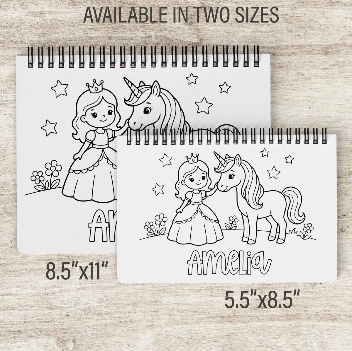 Personalized Girls Coloring Book, Princess Unicorn, 50Pg, 11x8.5