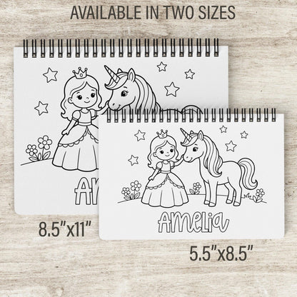 Personalized Girls Coloring Book, Princess Unicorn, 50Pg, 11x8.5