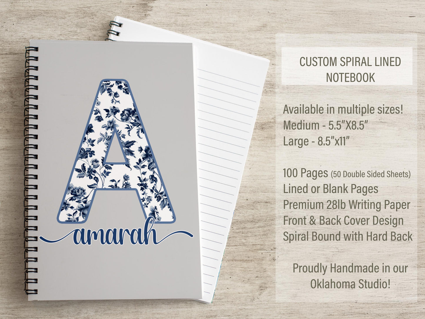 Personalized Womens Notebook | Handmade Custom Notebook with Monogram Name, Prayer Journal Gift