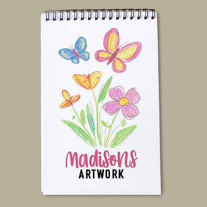 Personalized Kids Sketchbook - Custom Drawing Pad with Name | Dinosaur Art Book
