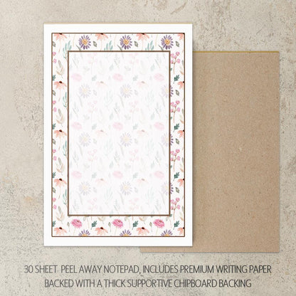 Personalized Stationery Set – Custom Notepad Set with Floral Writing Paper & Envelopes