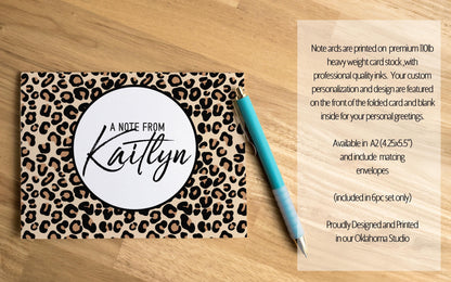 Personalized Stationery Set - Leopard Print Writing Paper & Notecards Gift