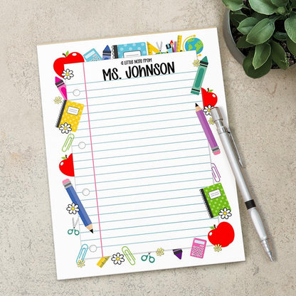 Personalized Teacher Notepad – Custom Name Stationery, Classroom Notepads & Teacher Gift Ideas