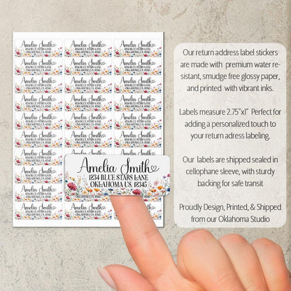 Custom Return Address Labels | Floral Personalized Address Stickers, Smudge Proof & Waterproof