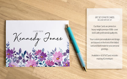 Personalized Stationery Set – Floral Writing Paper Envelopes & Notecards with Pen Gift