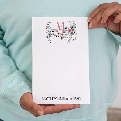 Personalized Music Notepad | Custom Music Stationery for Piano Teacher Gifts