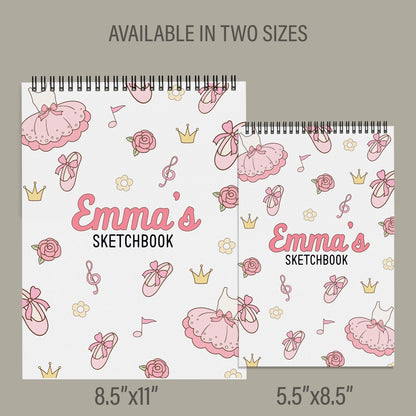 Girls Personalized Sketchbook - Custom Drawing Pad With Name | Spiral Bound Art Book