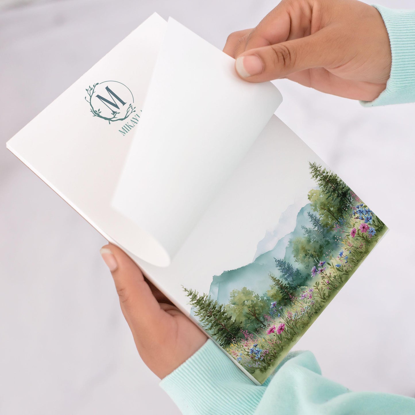 Personalized Monogram Notepad – Custom Forest Wildflower Stationery with Initial
