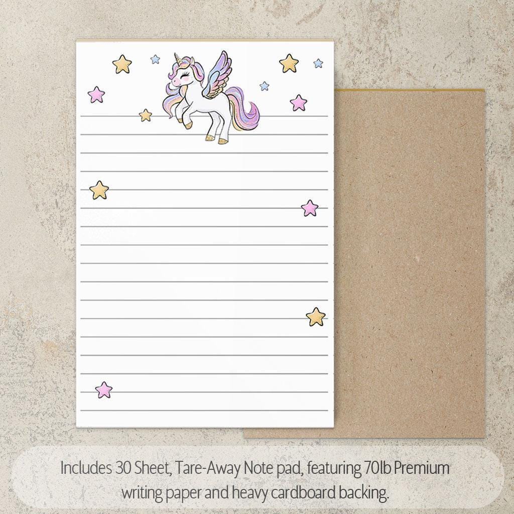Personalized Stationery Set – Unicorn Notebook Set with Kids Letter Writing Paper & Stickers
