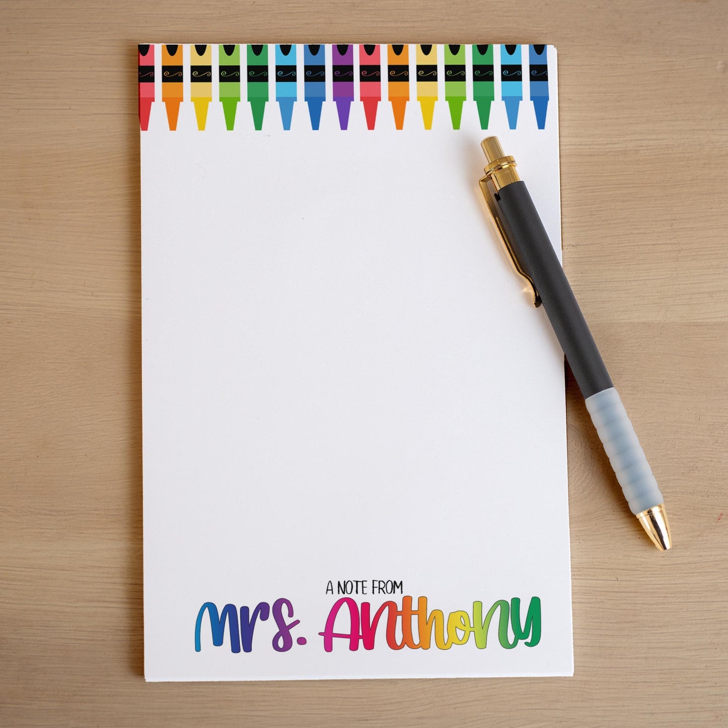 Personalized Teacher Notepad - Custom Name Notes | Rainbow Classroom Gift