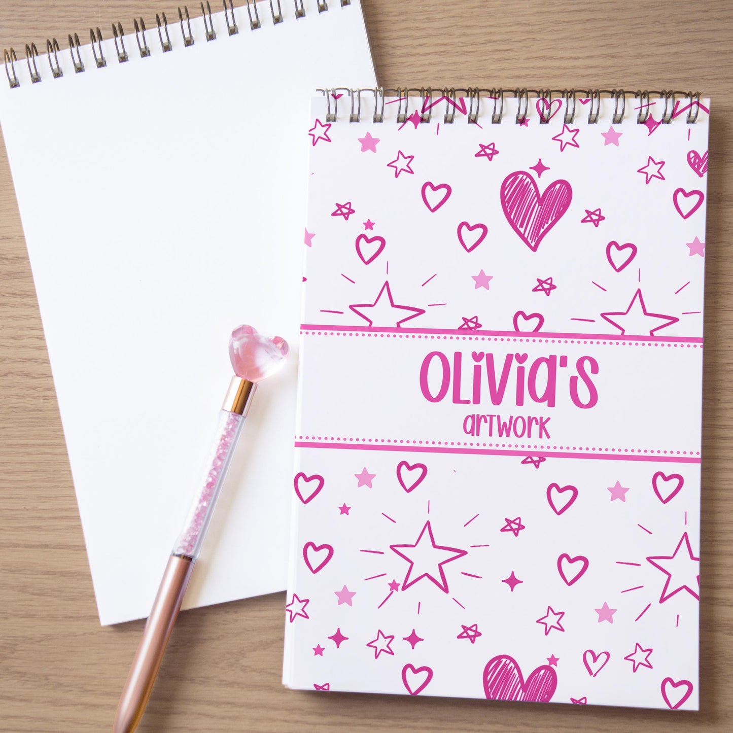 Personalized Sketchbook Girls – Custom Name Drawing Journal | Spiral Bound Art Pad