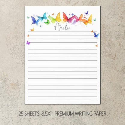 Personalized Stationery Set – Butterfly Letter Sets With Colorful Notepad & Notebook
