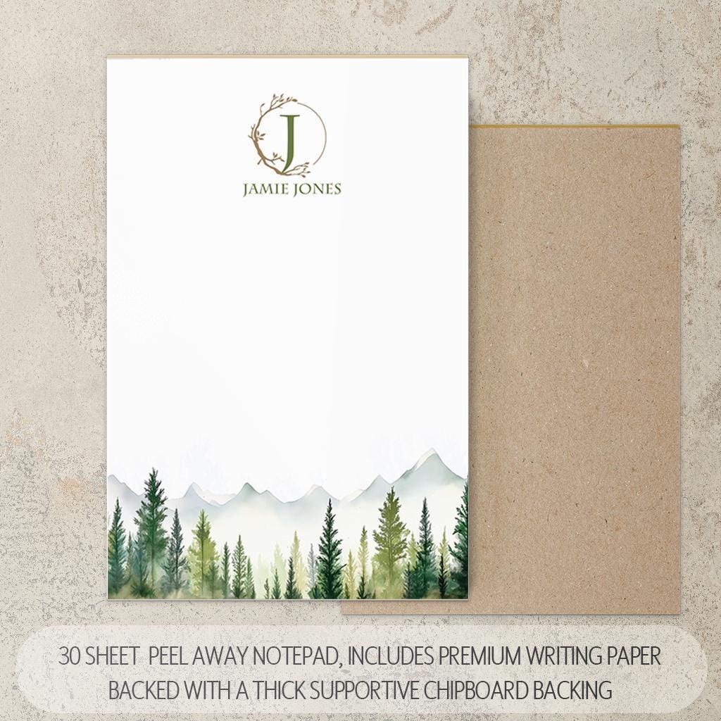 Personalized Stationery Set - Mountain Forest Stationery Gift Box with Notebook & Envelopes