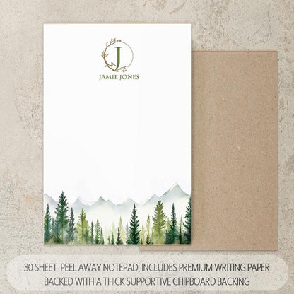Personalized Stationery Set - Mountain Forest Stationery Gift Box with Notebook & Envelopes