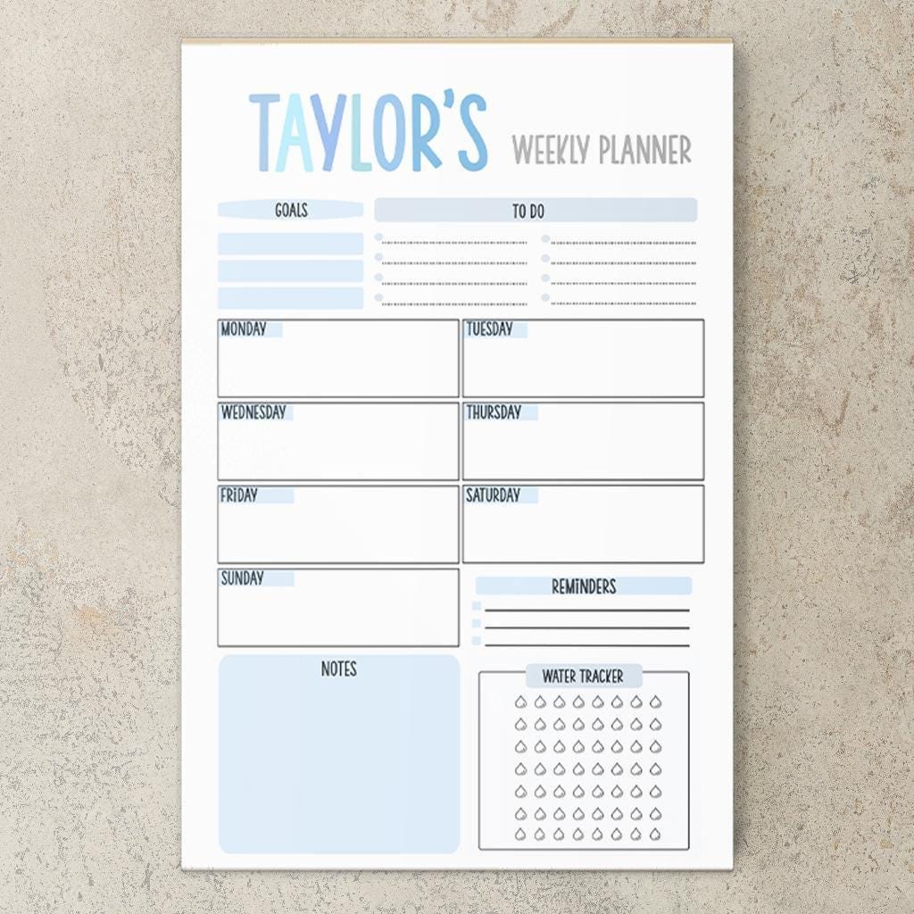 Weekly Planner Notepad - Custom Name, Days of the Week Pad | Teacher & Co-Worker Gift