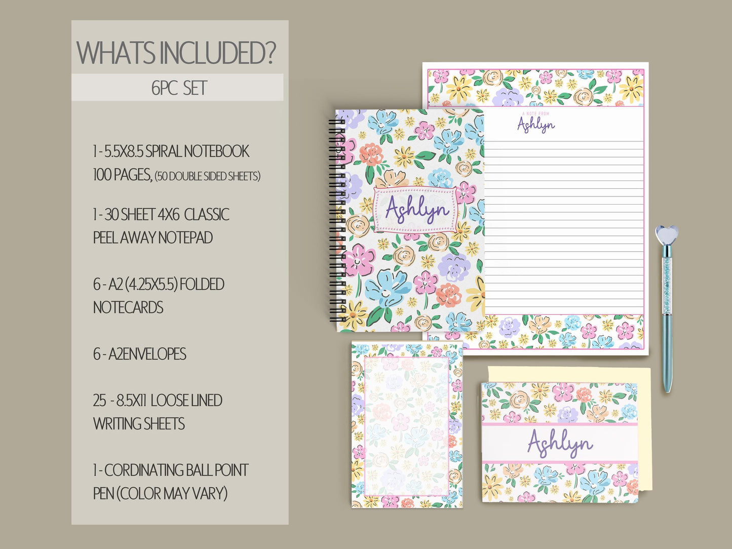 Personalized Stationery Set – Kids Letter Writing Kit With Notebook, Pen & Envelopes