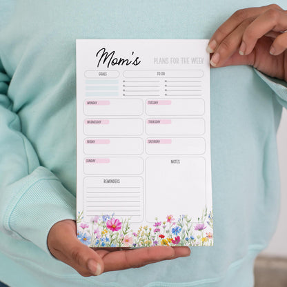 Personalized Weekly Planner | Floral Notepad with Custom Name & Goal Tracker