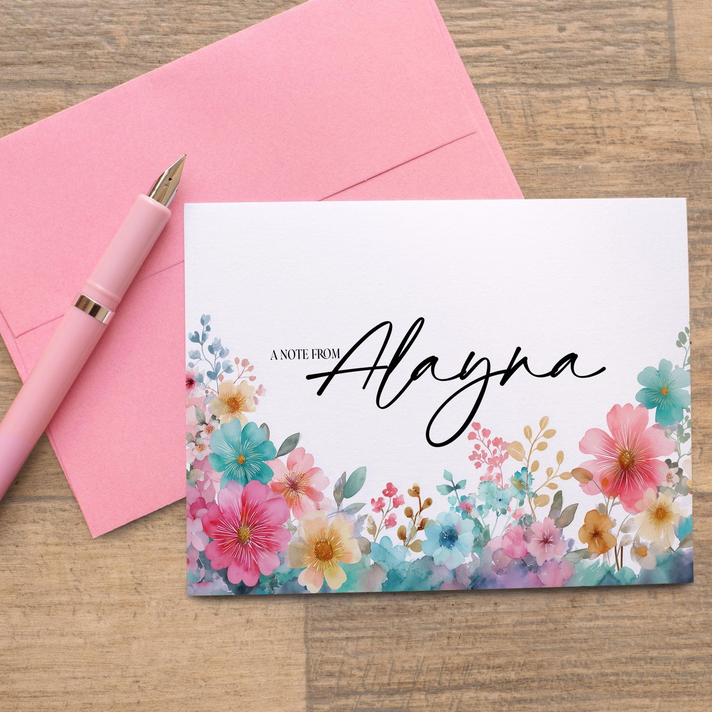 Personalized Note Cards - Wildflower Stationery Set with Custom Envelopes & Thank You Cards