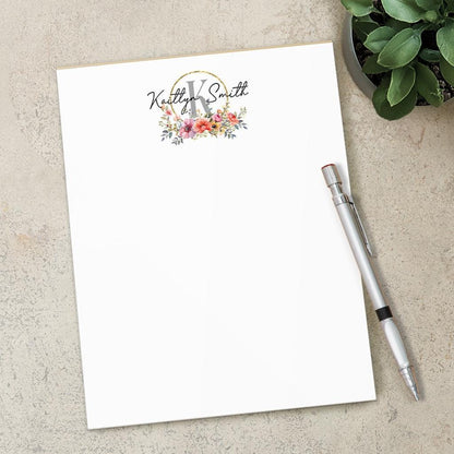 Personalized Notepad - Custom Name Notepad With Wildflower Garden Notes | Pretty Stationery Pad