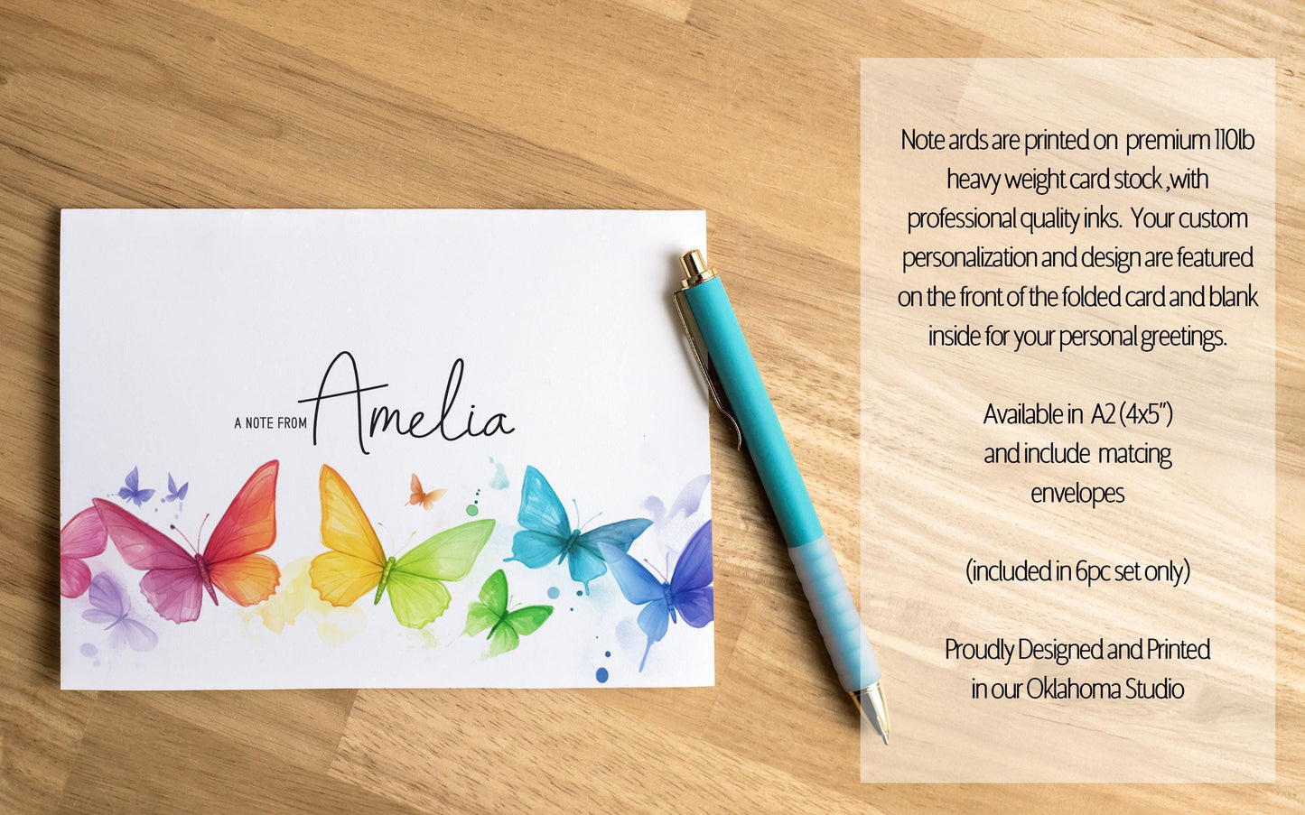 Personalized Stationery Set – Butterfly Letter Sets With Colorful Notepad & Notebook