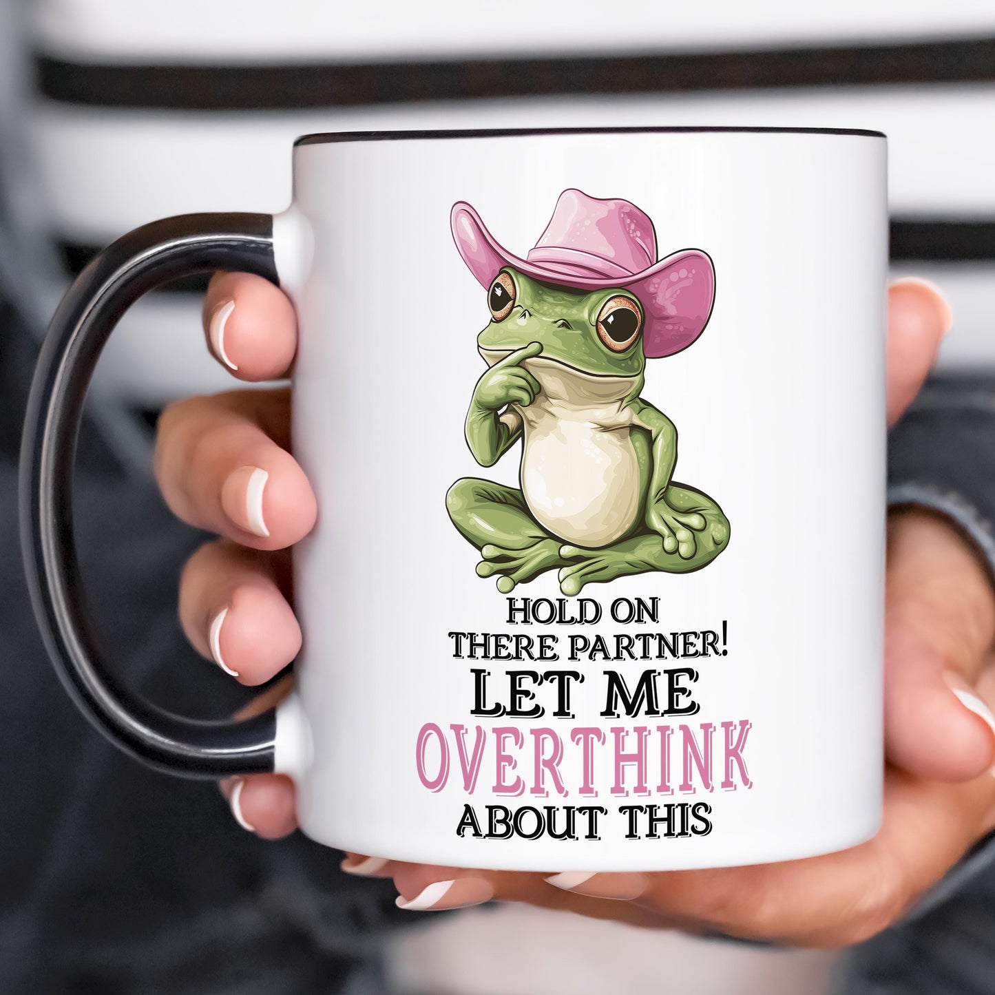 Funny Womens Coffee Mug - Cute Pink Frog Cowboy Design | Dishwasher Safe Ceramic Cup