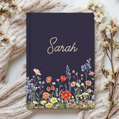 Personalized Journal – Custom Hardcover Journal With Floral Design & Lined Pages