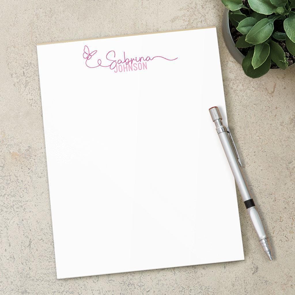 Personalized Notepad - Custom Butterfly Notepads | Teacher Gift Ideas & Office Desk Accessory