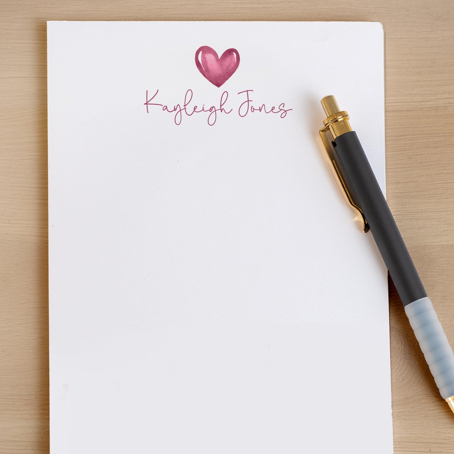 Personalized Notepad – Custom Monogram Notepad with Heart Script Stationery