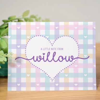 Personalized Note Cards - Custom Name Notecards | Cute Girls Stationery Set with Envelopes
