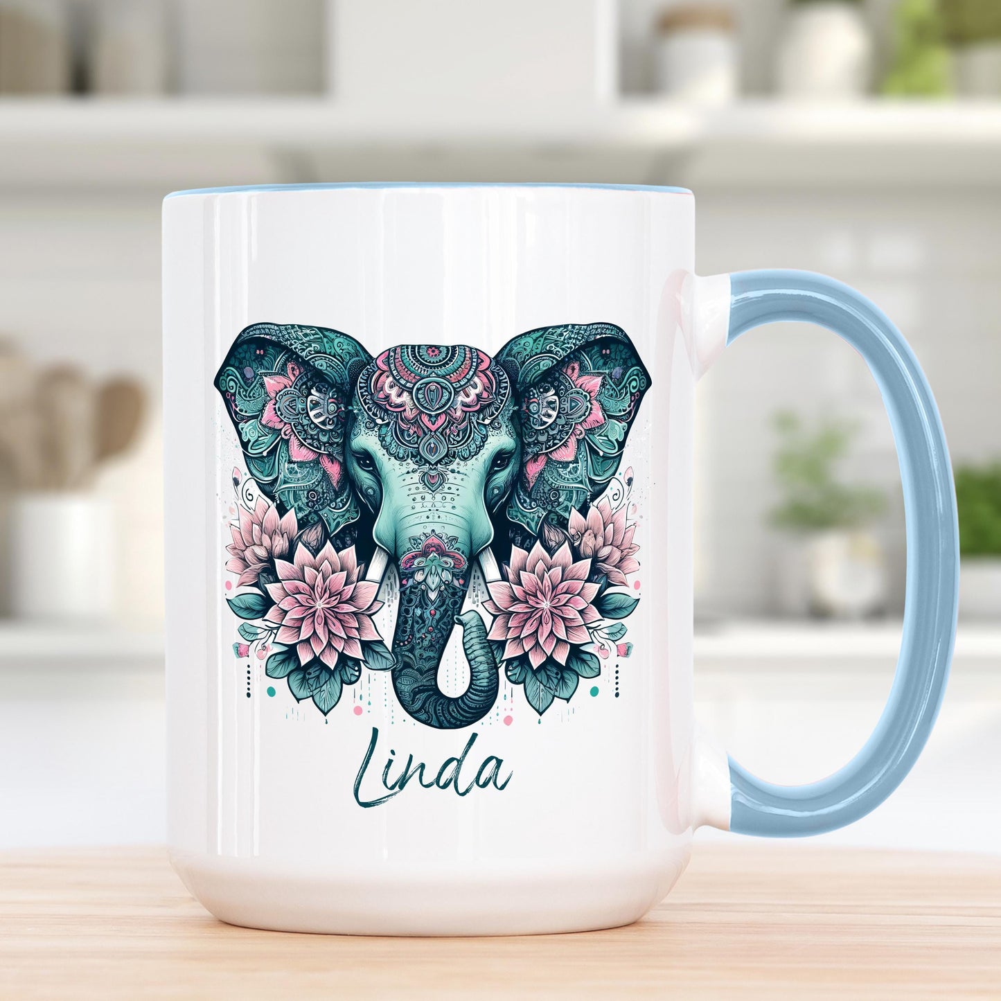 Personalized Elephant Mug - Custom Coffee Cup for Elephant Lovers Gift | Microwave Safe Ceramic