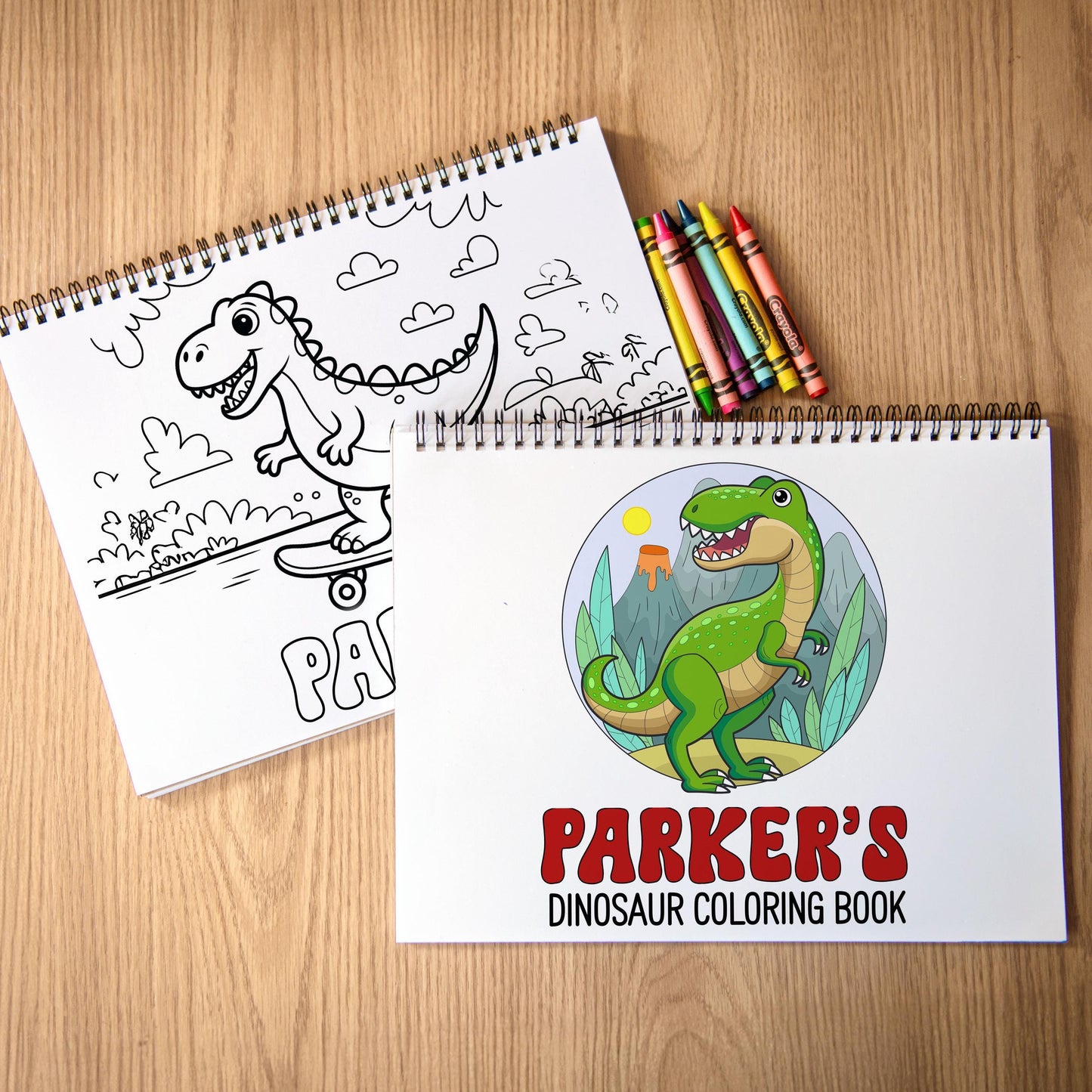 Personalized Dinosaur Coloring Book - Custom Kids Art Activity Book With Name & Party Favors