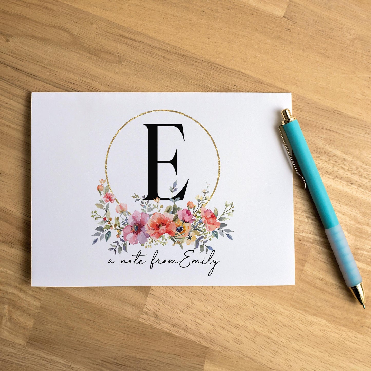Personalized Note Cards - Floral Stationery Set with Custom Folded Cards & Matching Envelopes